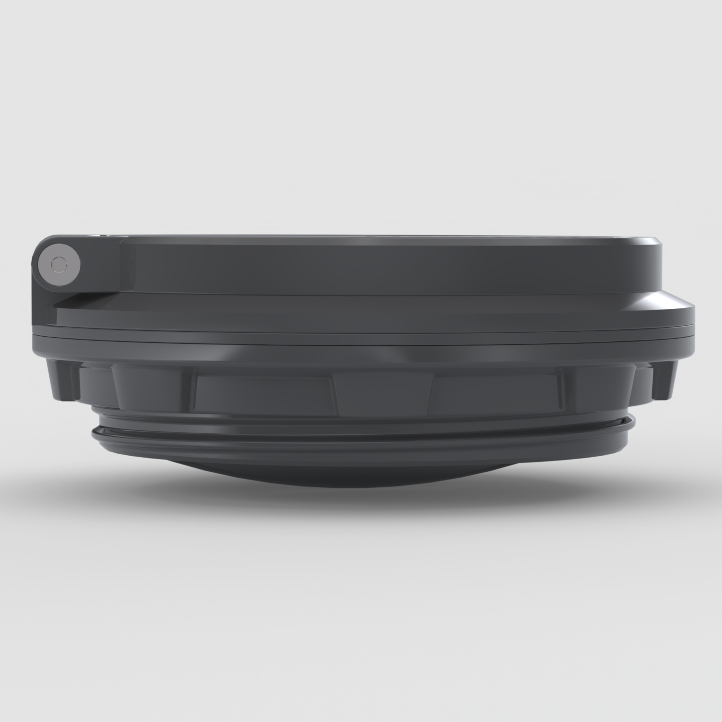 Side profile of HeatLink diesel heater port accessory in sealed configuration, showcasing ultra-low-profile rugged design.